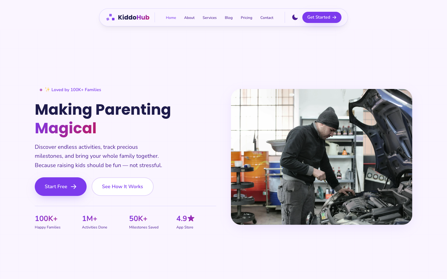 KiddoHub template preview