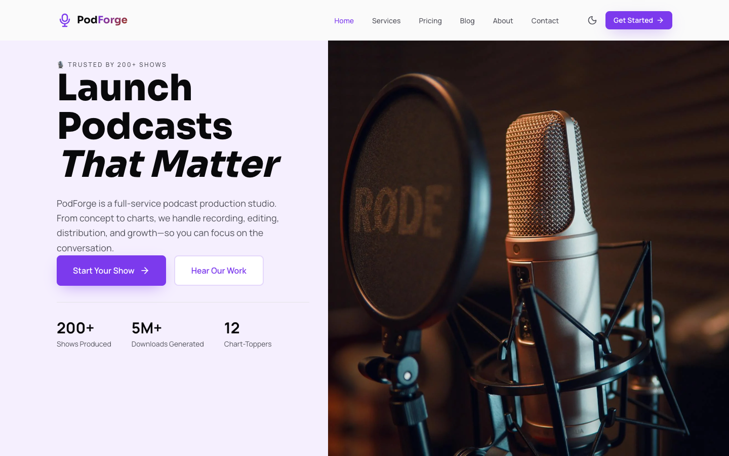 PodForge template preview